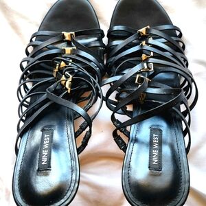 Nine West Black Strappy Sandals